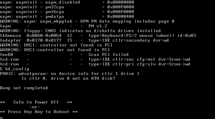 DIS kernel panic error in VMware due to incorrect boot settings
