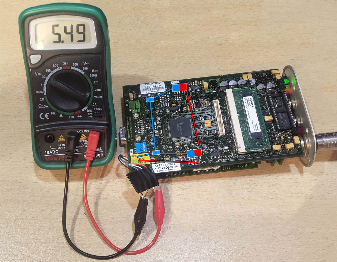 EDIC back button power connection point