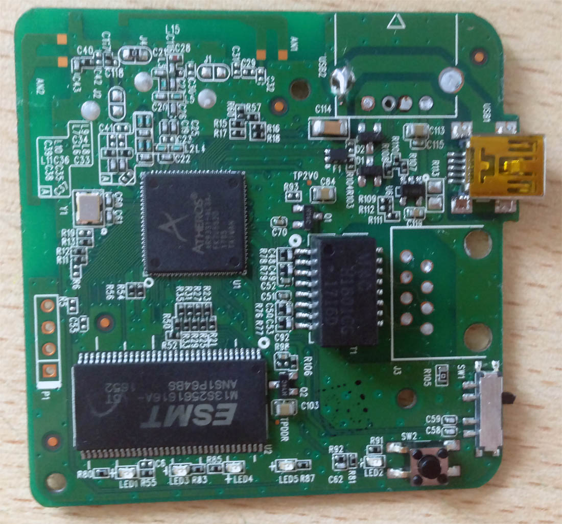 Router PCB after connector removal